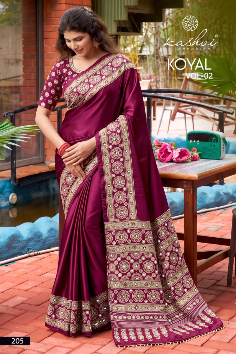 Koyal Vol 2 By Kashvi Japan Satin Mirror Work Saree 